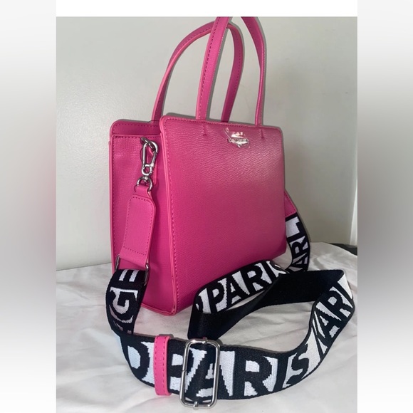 SOLD NEW ! KARL LAGERFELD Paris Maybelle Top Handle Satchel w/ Logo Strap Pink - Picture 2 of 6